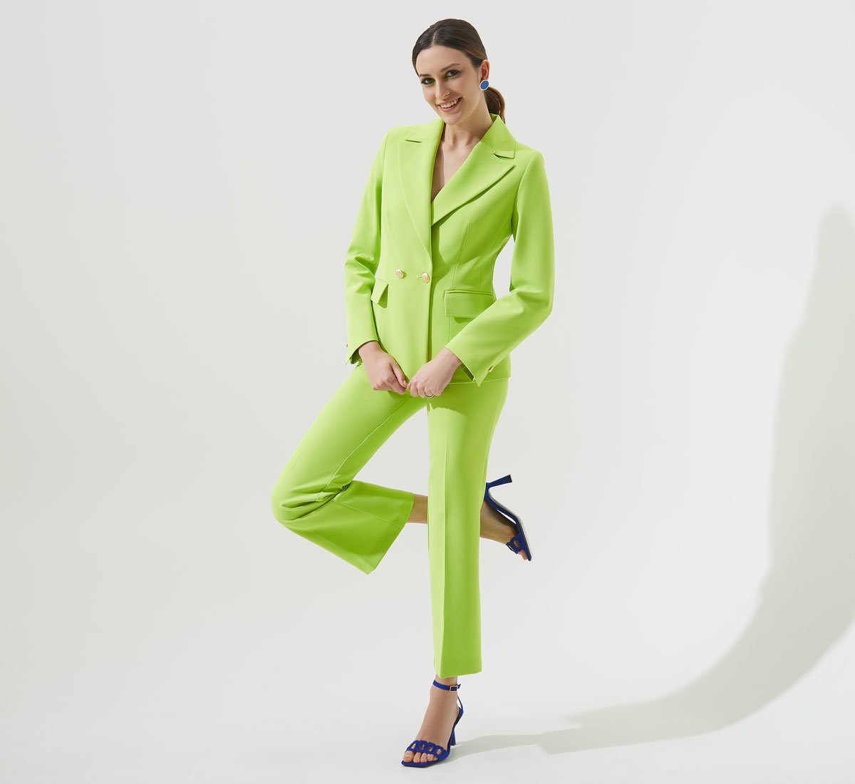 LIME FLARED TROUSERS