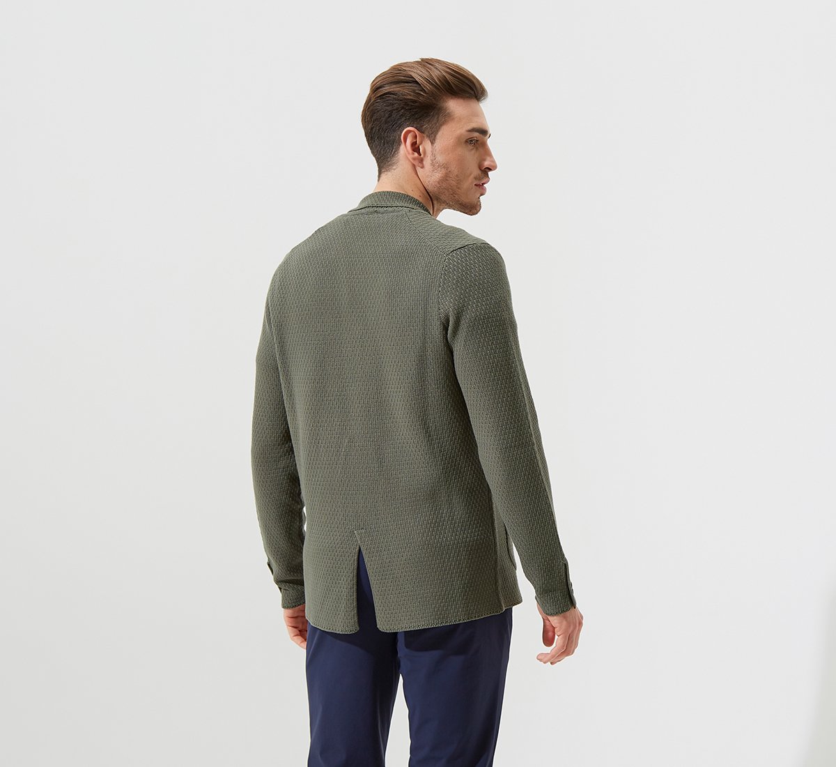MILITARY GREEN KNITTED JACKET