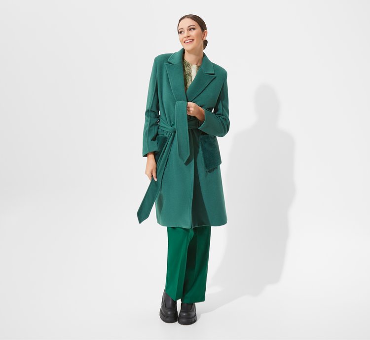 Cappotto verde con cintura