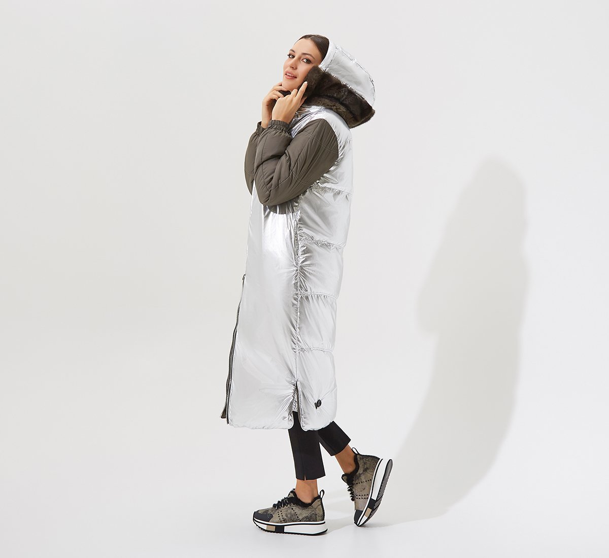 double-sided long puffer coat