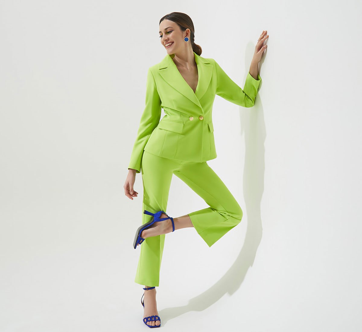 LIME FLARED TROUSERS