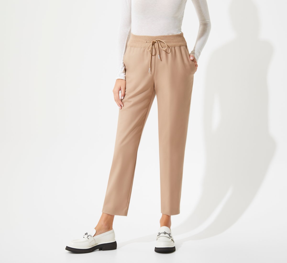 Powder pink elasticated trousers