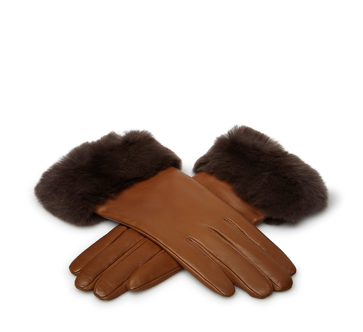 Brown gloves with fur trim
