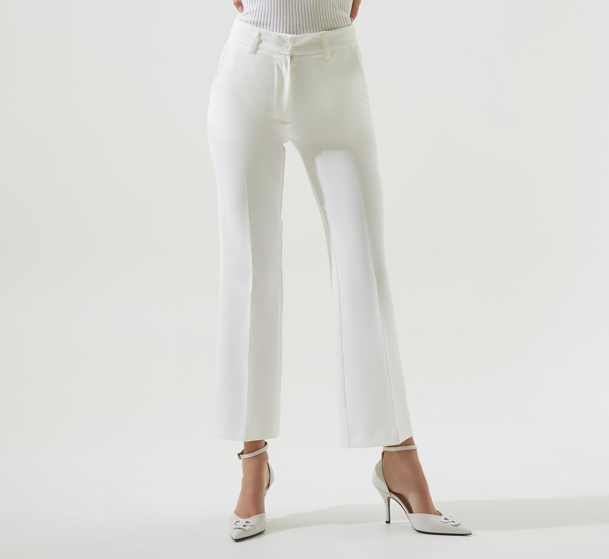 WHITE FLARED TROUSERS