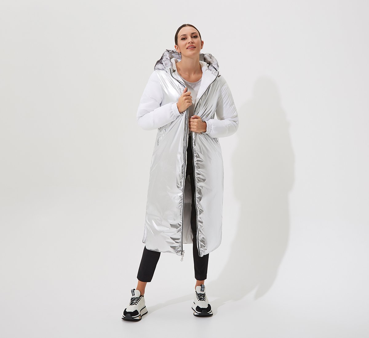 Double-sided long puffer coat
