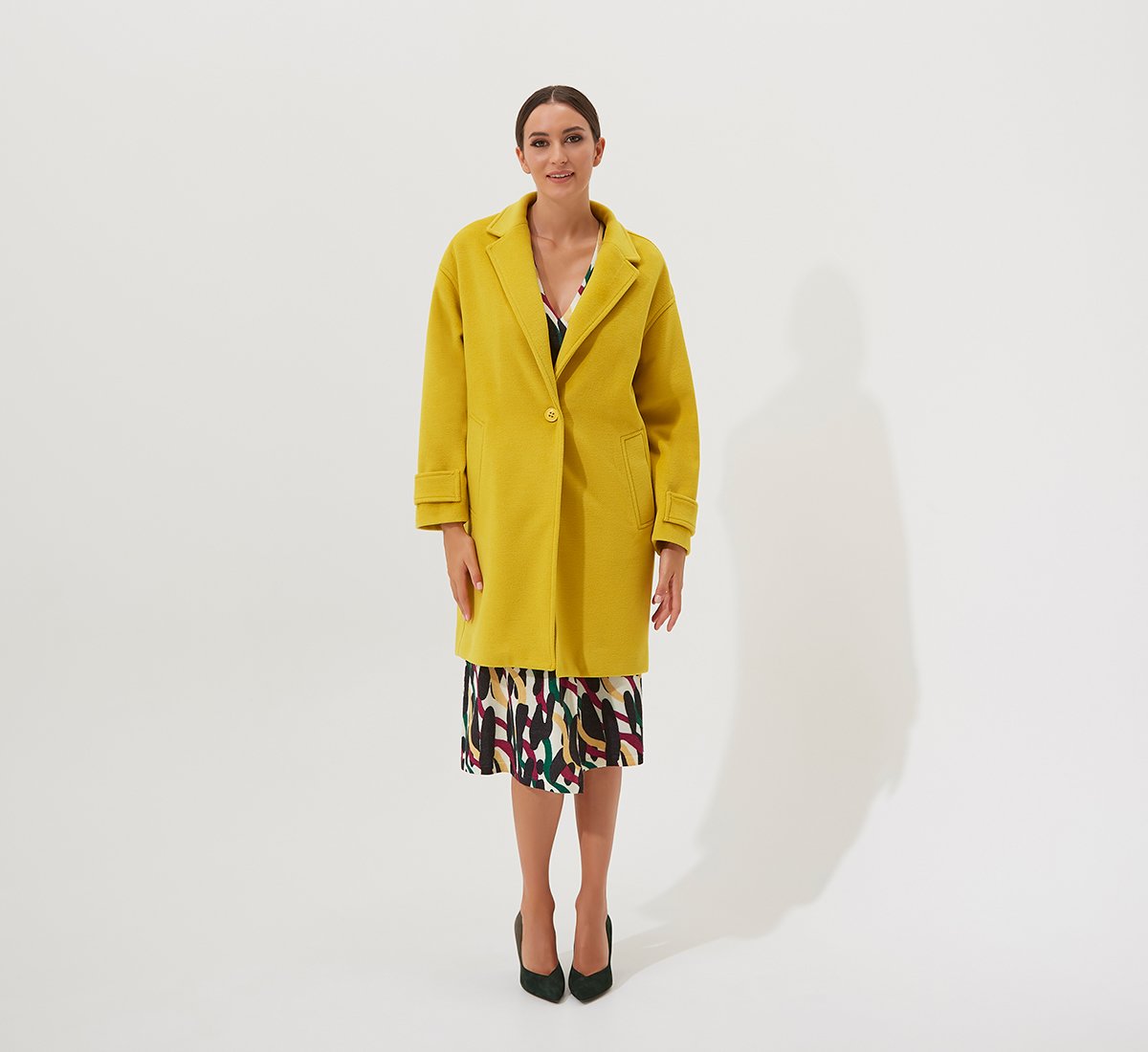 Yellow A-line coat