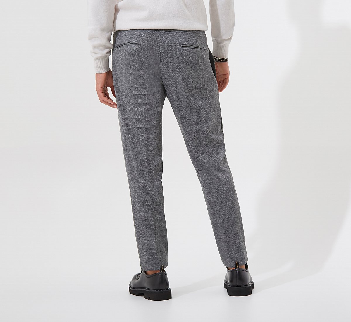 Grey straight-leg trousers