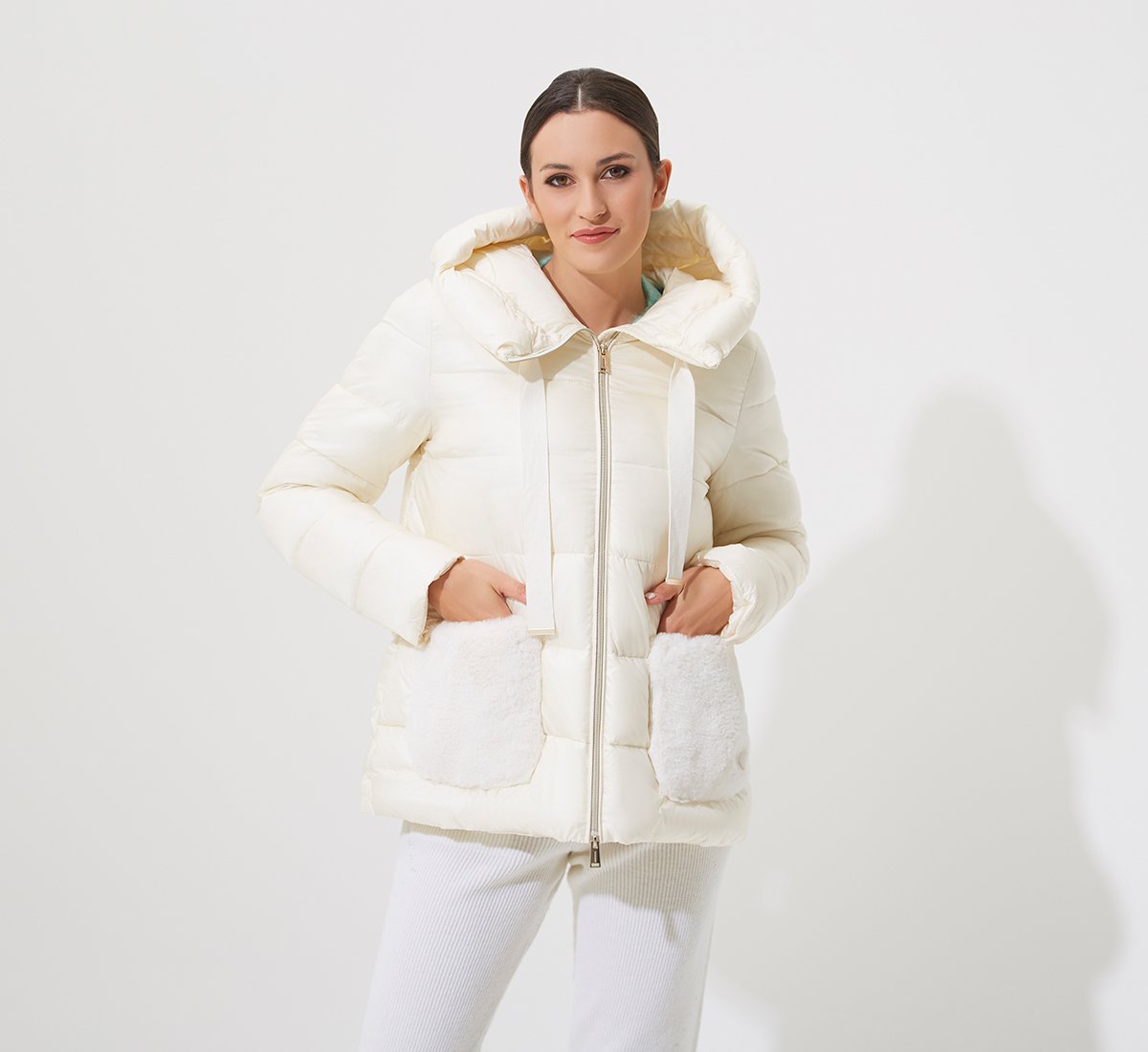 White puffer coat