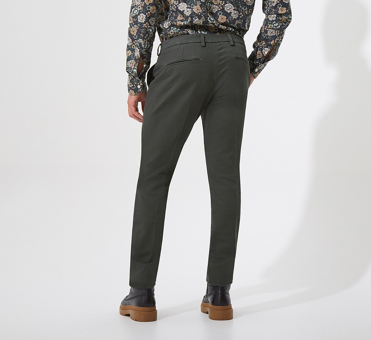 Green slim-fit trousers