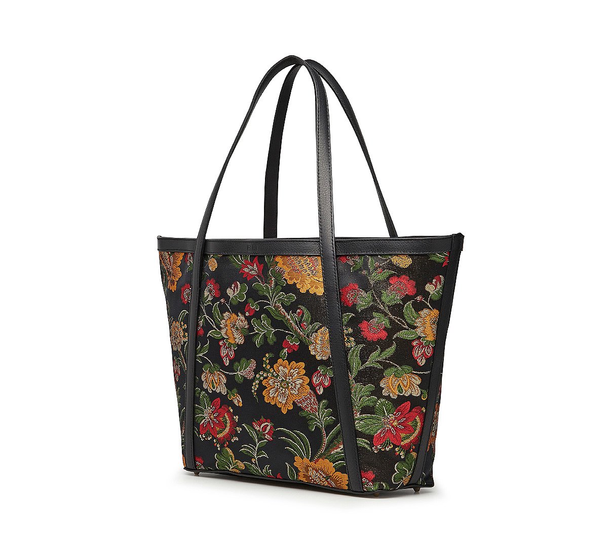 Borsa shopper in tessuto e pelle