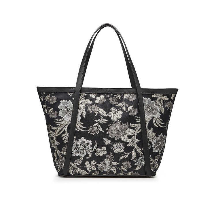 Fabric and leather shopper bag