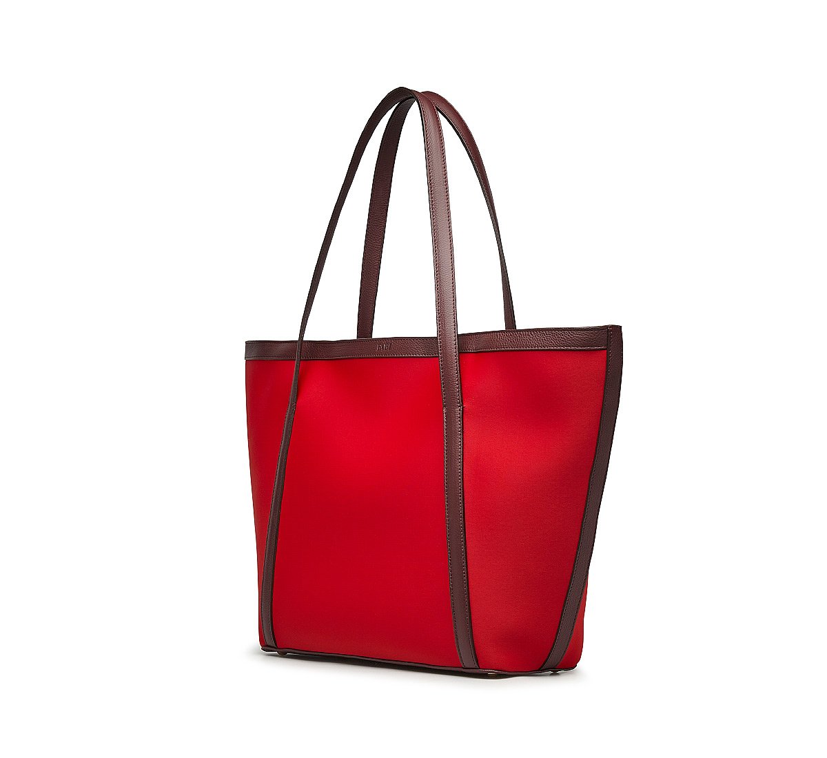 Borsa shopper in tessuto e pelle