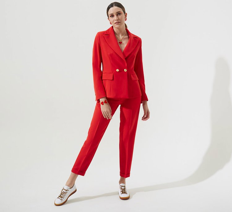 RED STRAIGHT-LEG TROUSERS