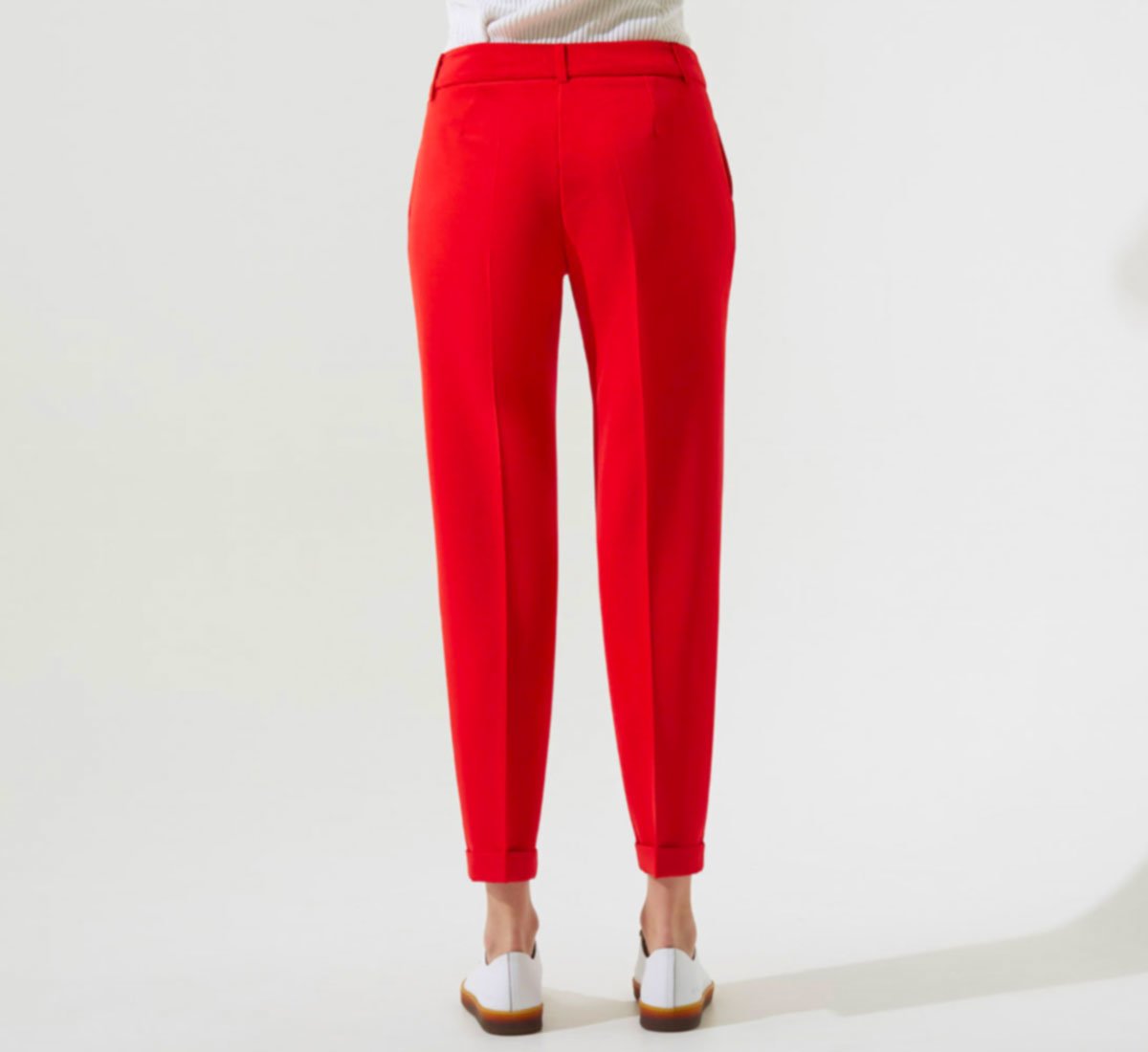 RED STRAIGHT-LEG TROUSERS