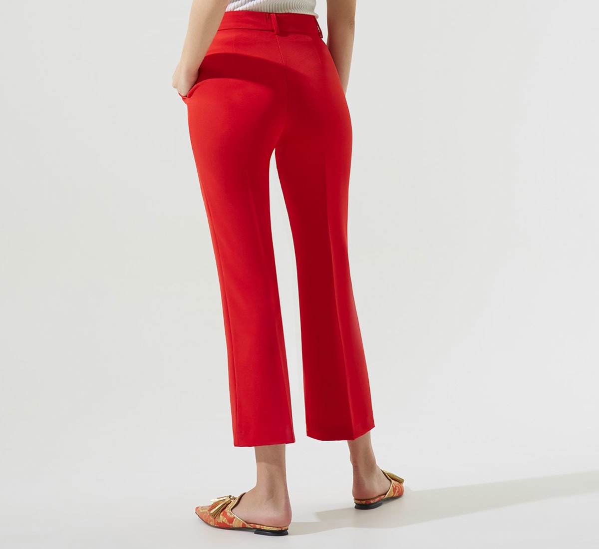 RED FLARED TROUSERS
