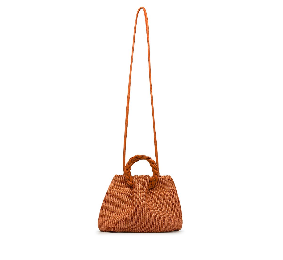 Rafia bag with leather details