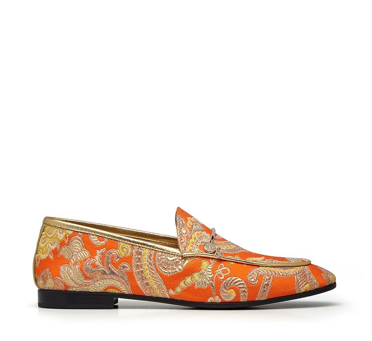 Loafer in embellished jacquard fabric