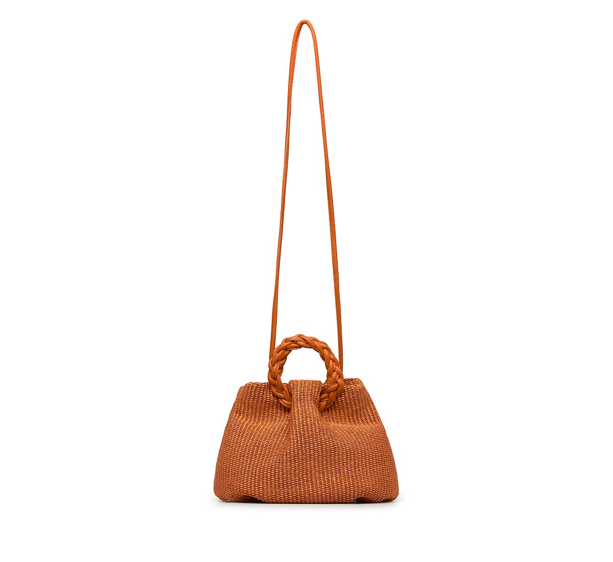 Rafia bag with leather details