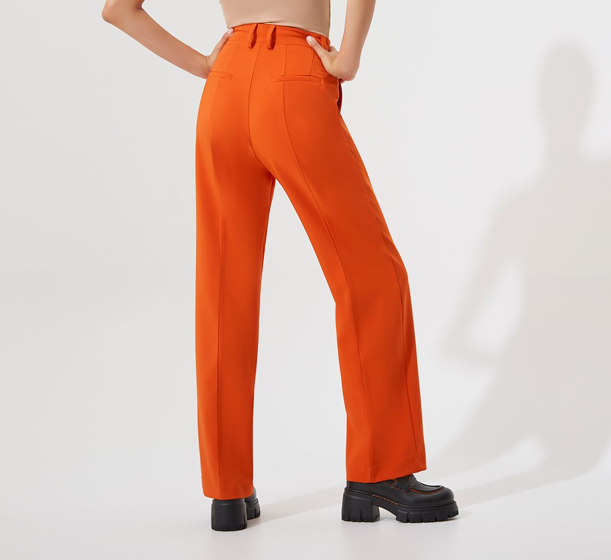 Orange slim-fit trousers