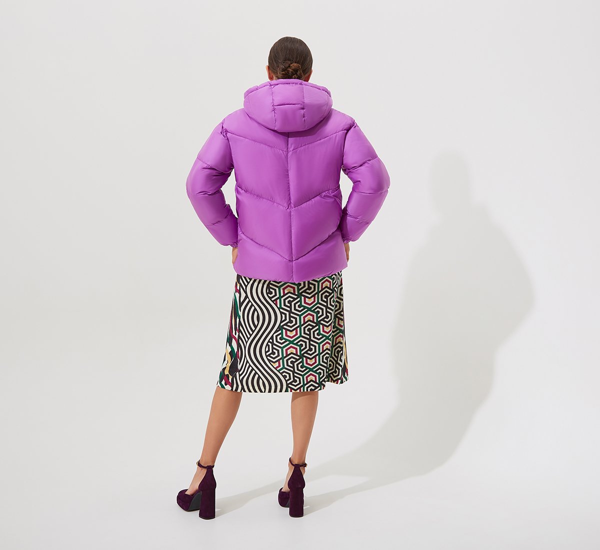Purple puffer coat