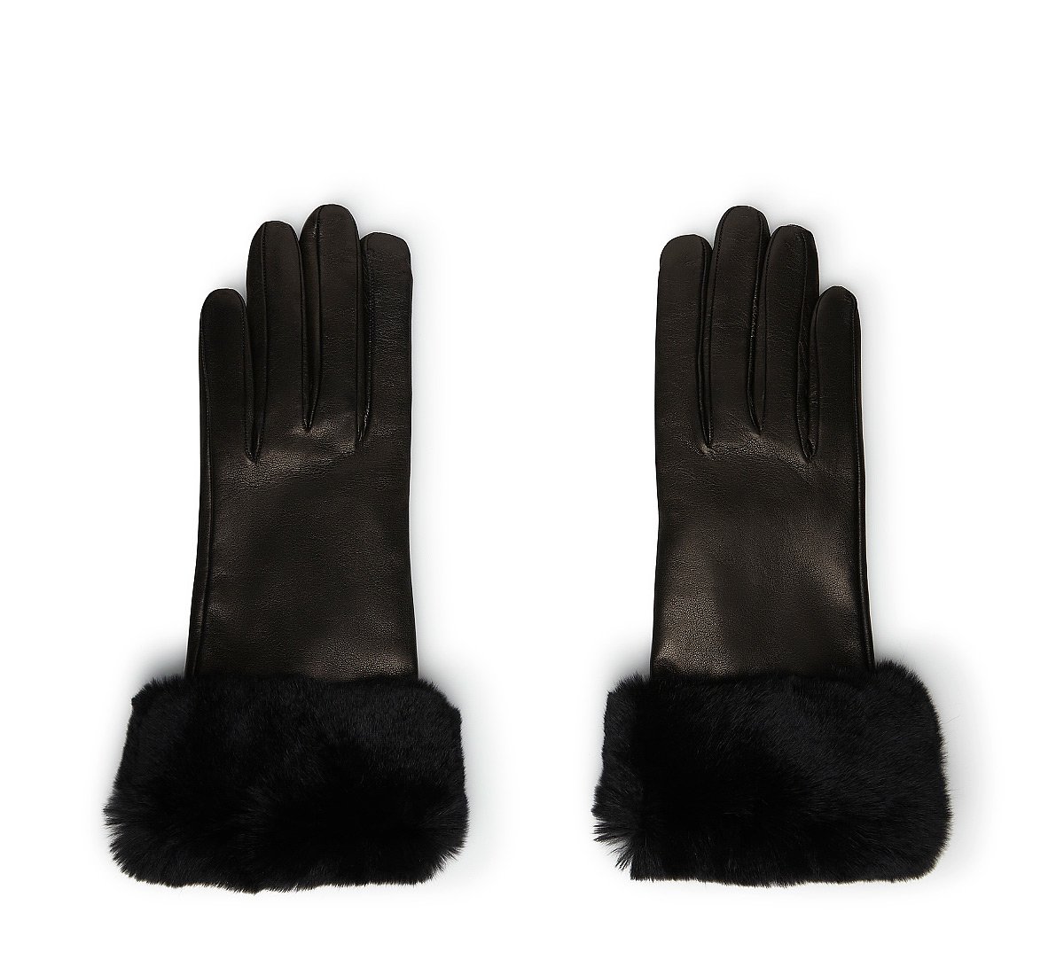 Black gloves with fur trim