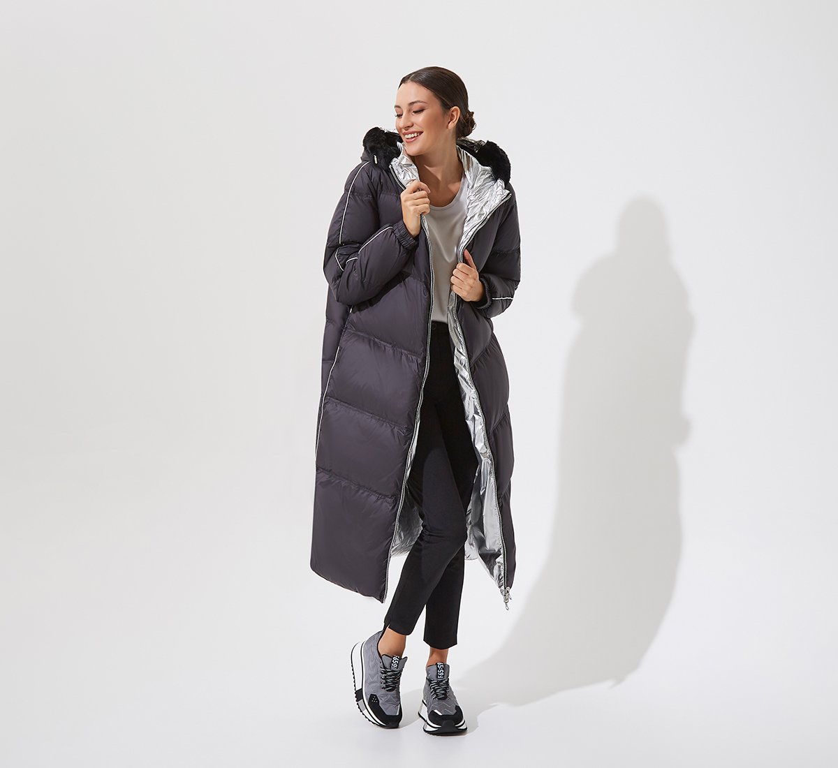 Double-sided long puffer coat