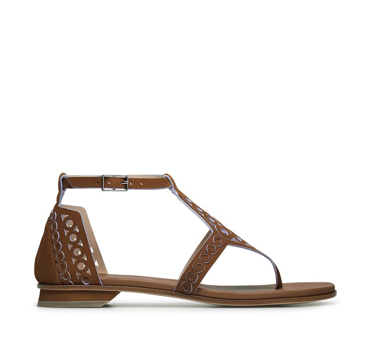 Thong sandals with perforated pattern