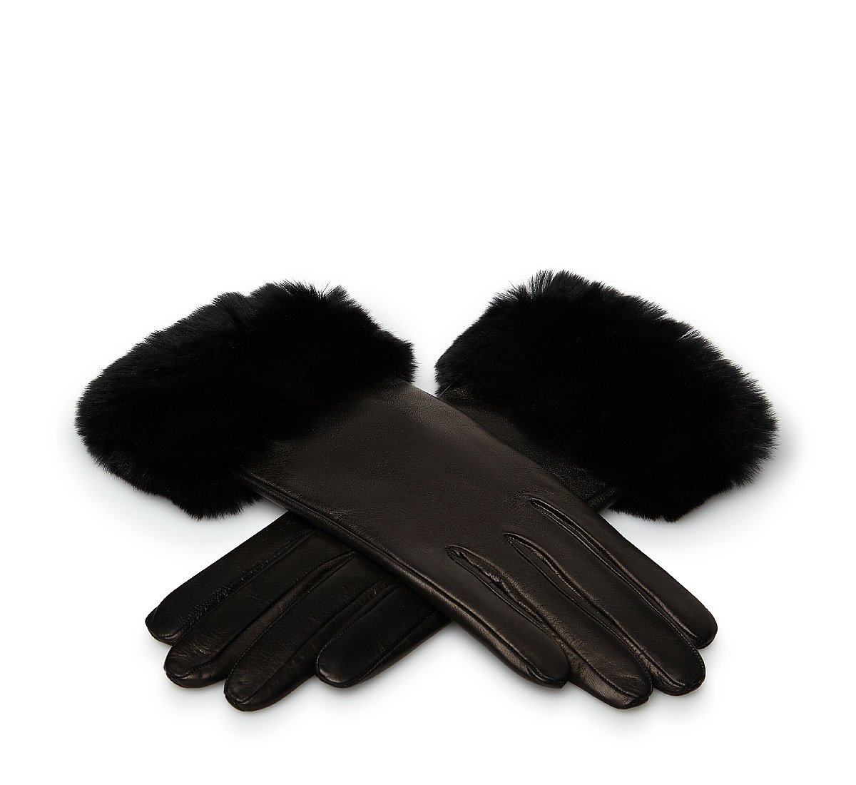 Black gloves with fur trim