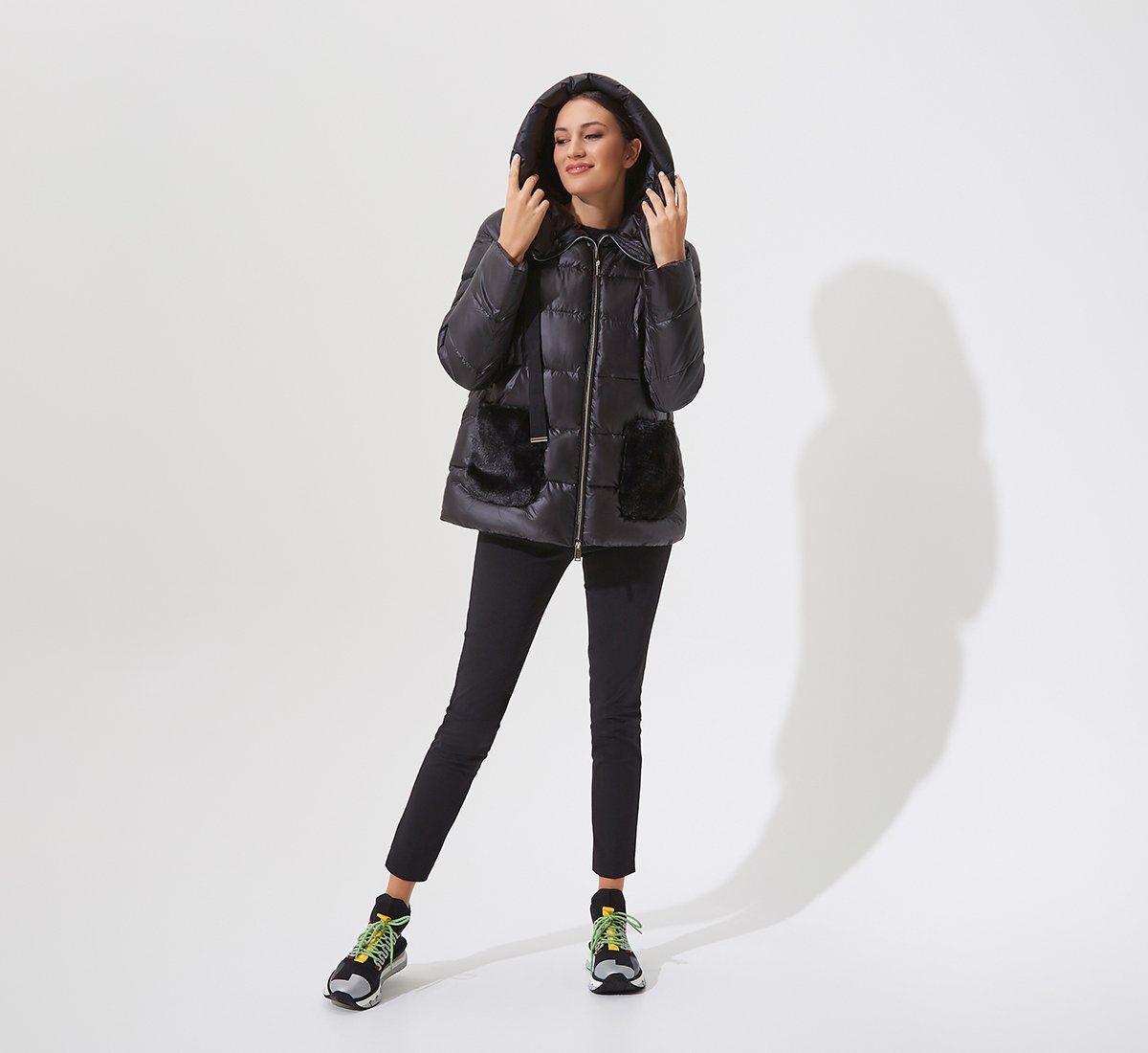 Black puffer coat