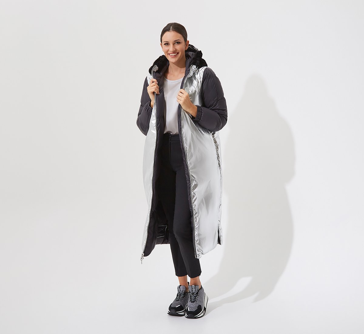 Double-sided long puffer coat