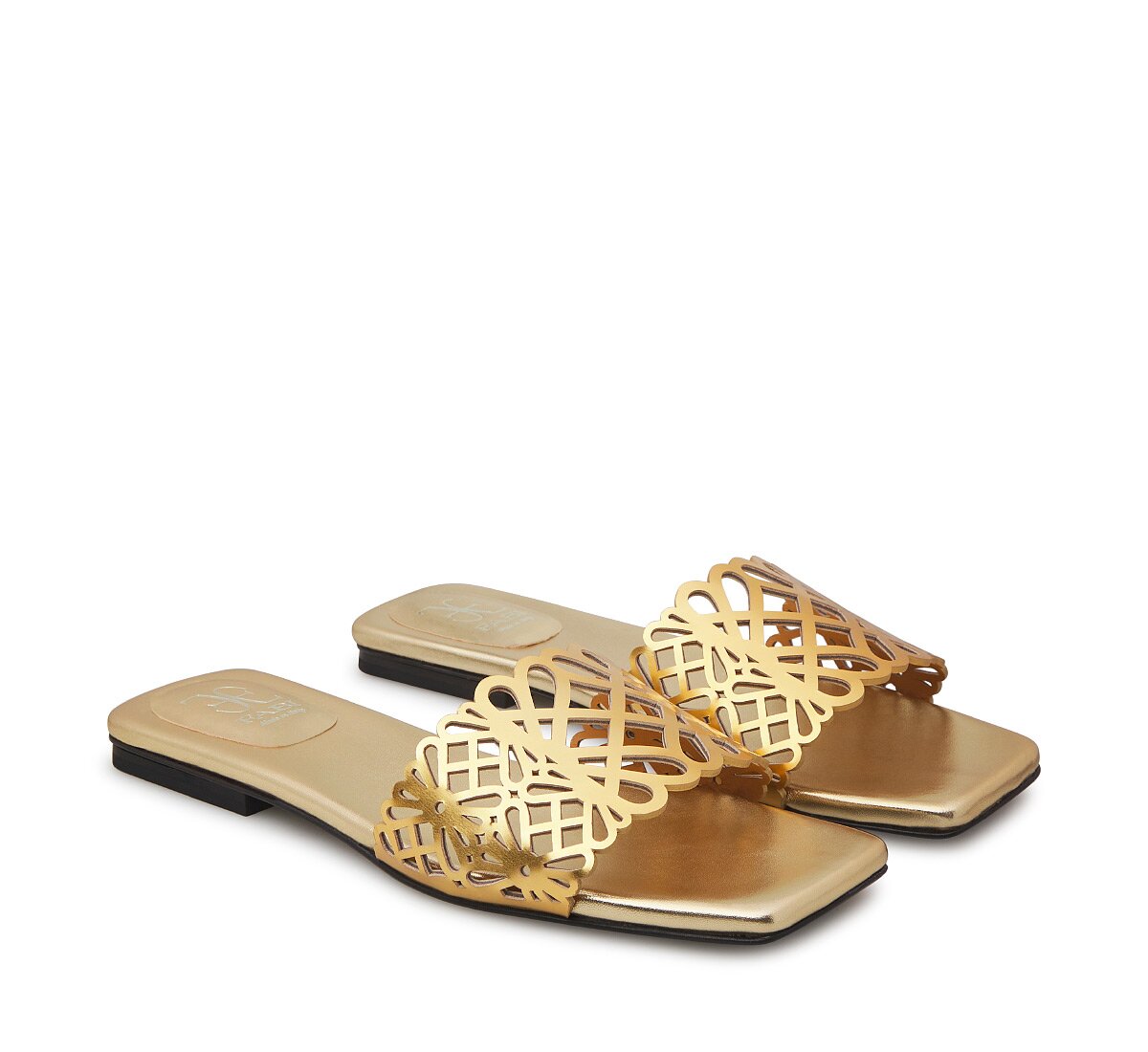 Fabi laminated nappa slide sandal