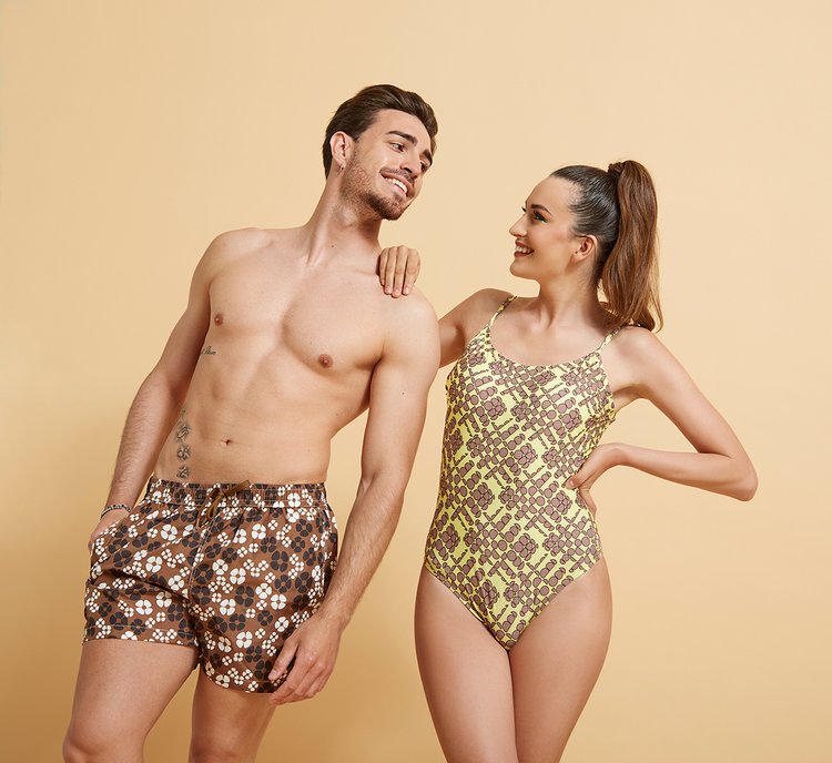 Patterned one-piece swimsuit