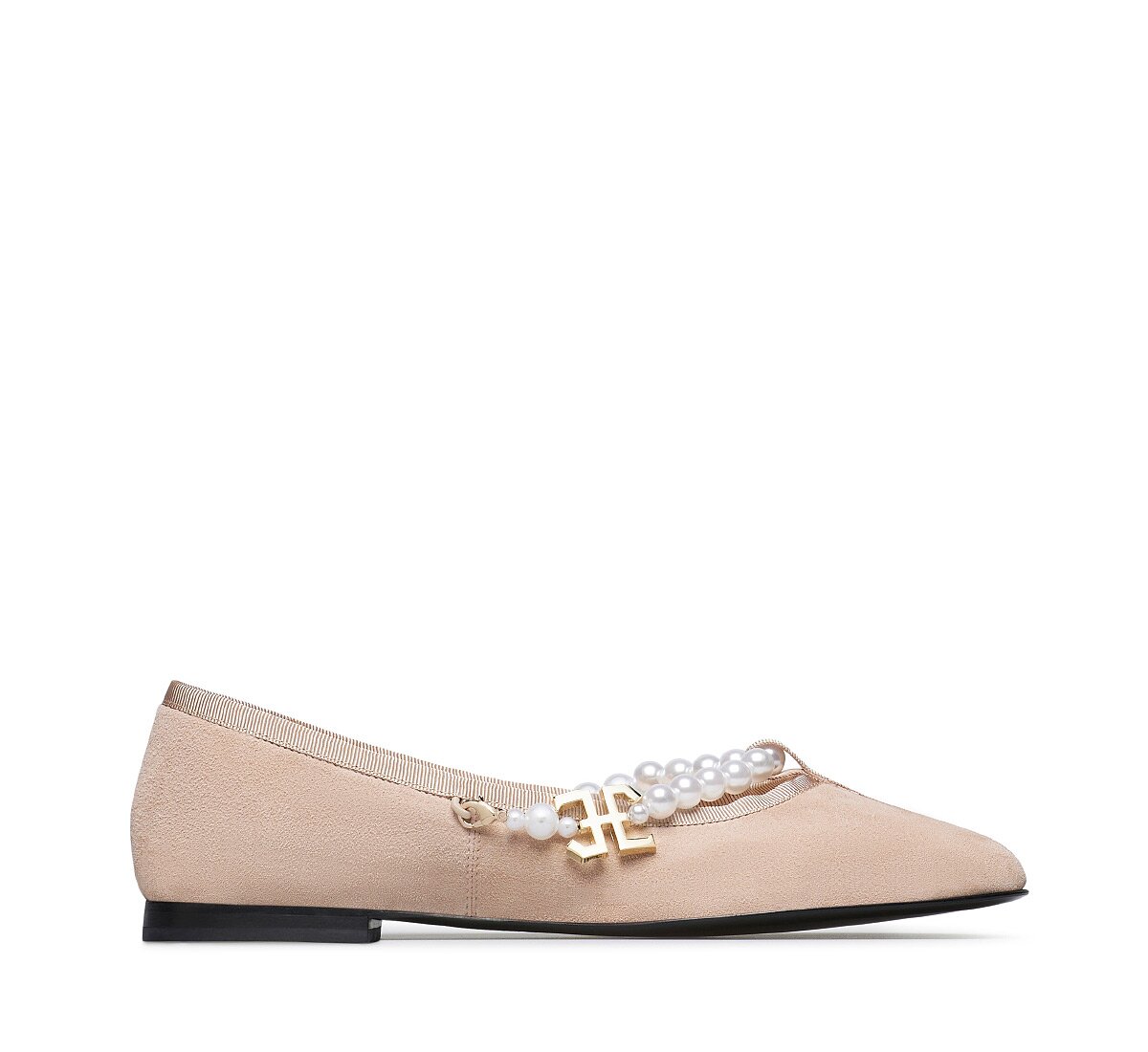 Fabi ballerina in suede with pearls