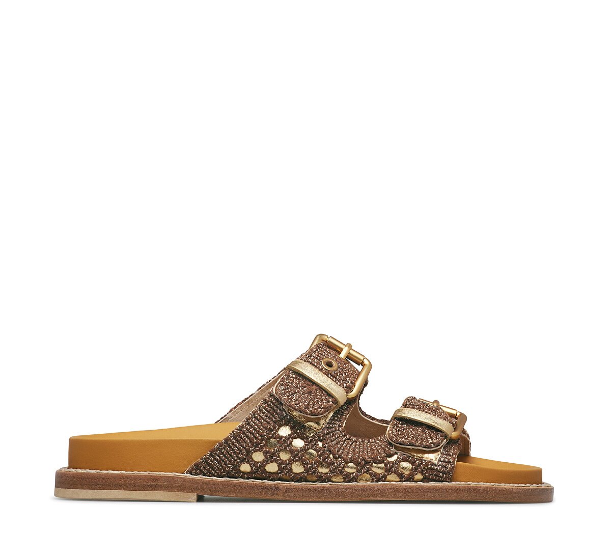 Nappa leather and crochet sandal