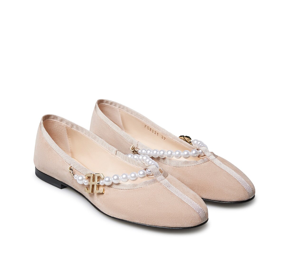 Fabi ballerina in suede with pearls