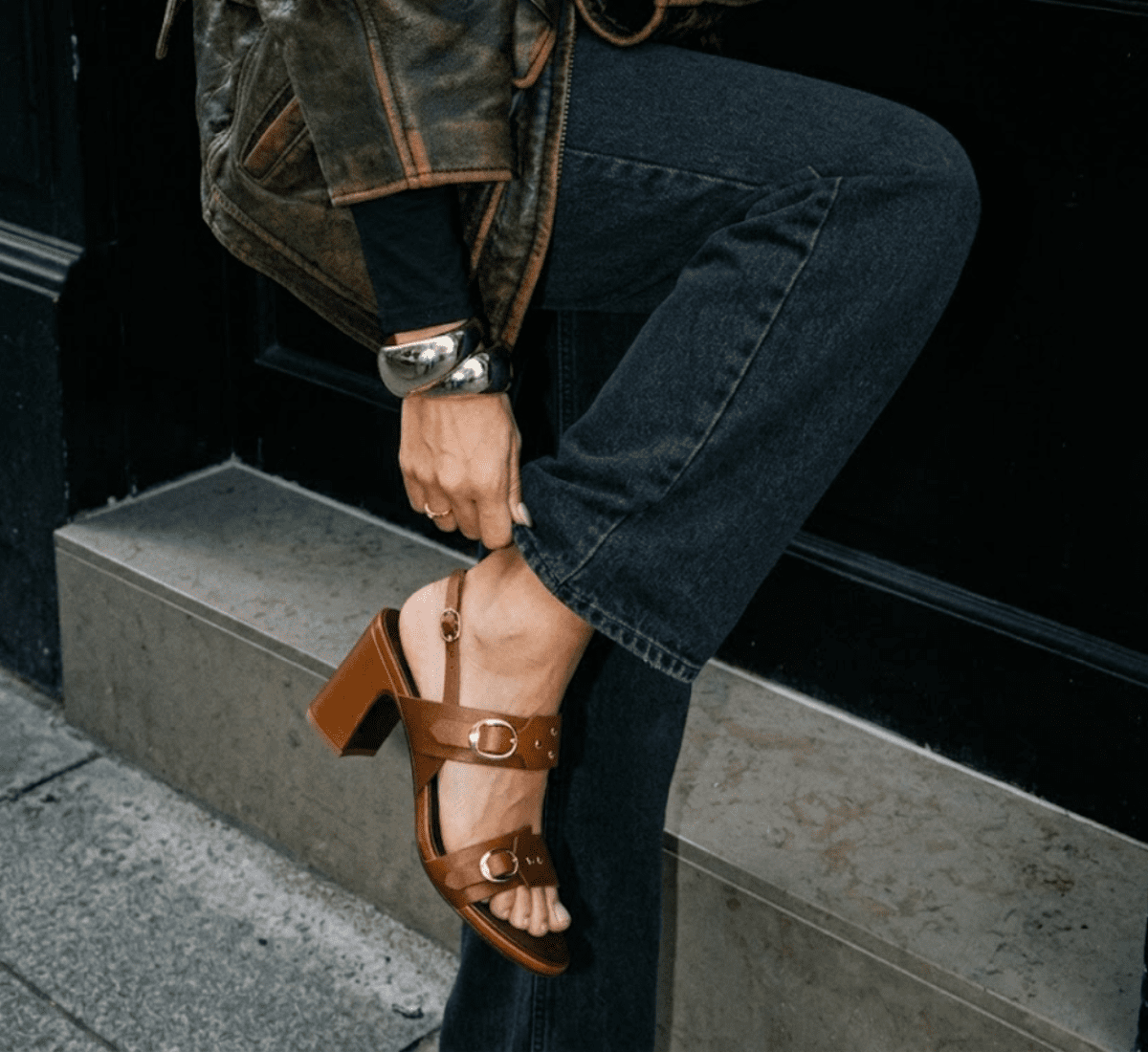Calfskin Sandal with Strap