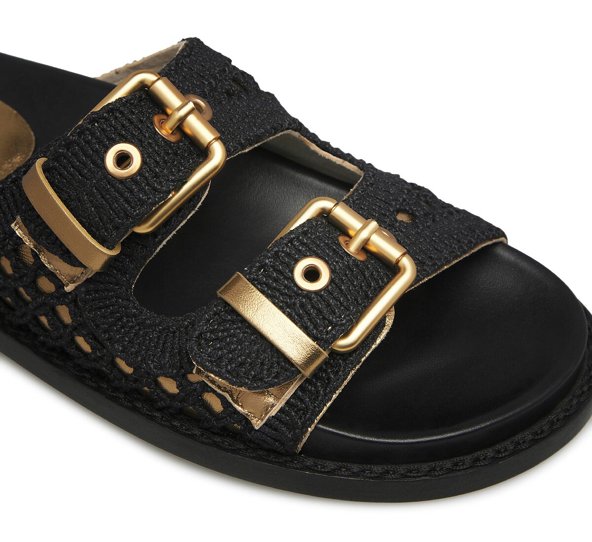 Nappa leather and crochet sandal