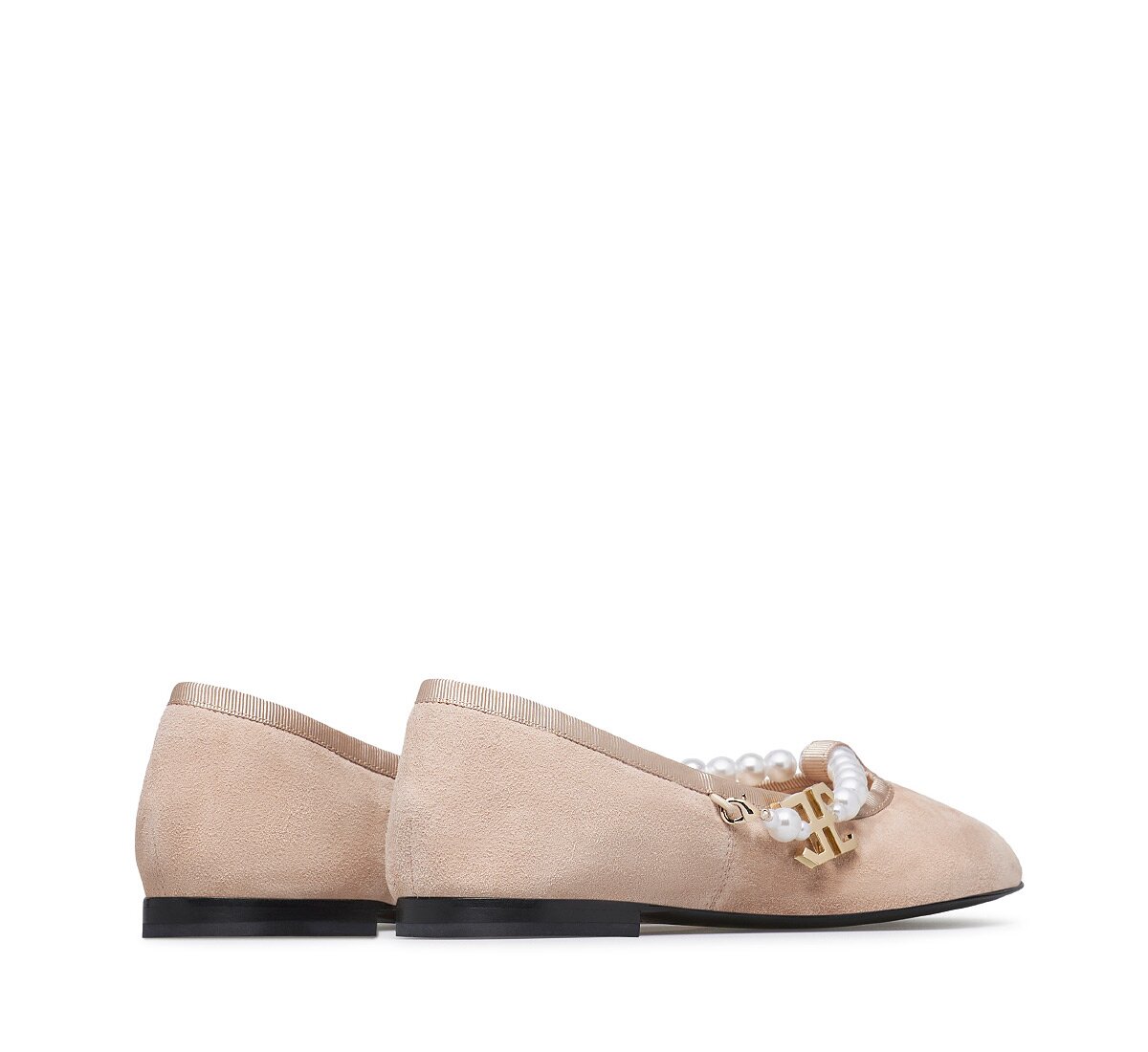 Fabi ballerina in suede with pearls
