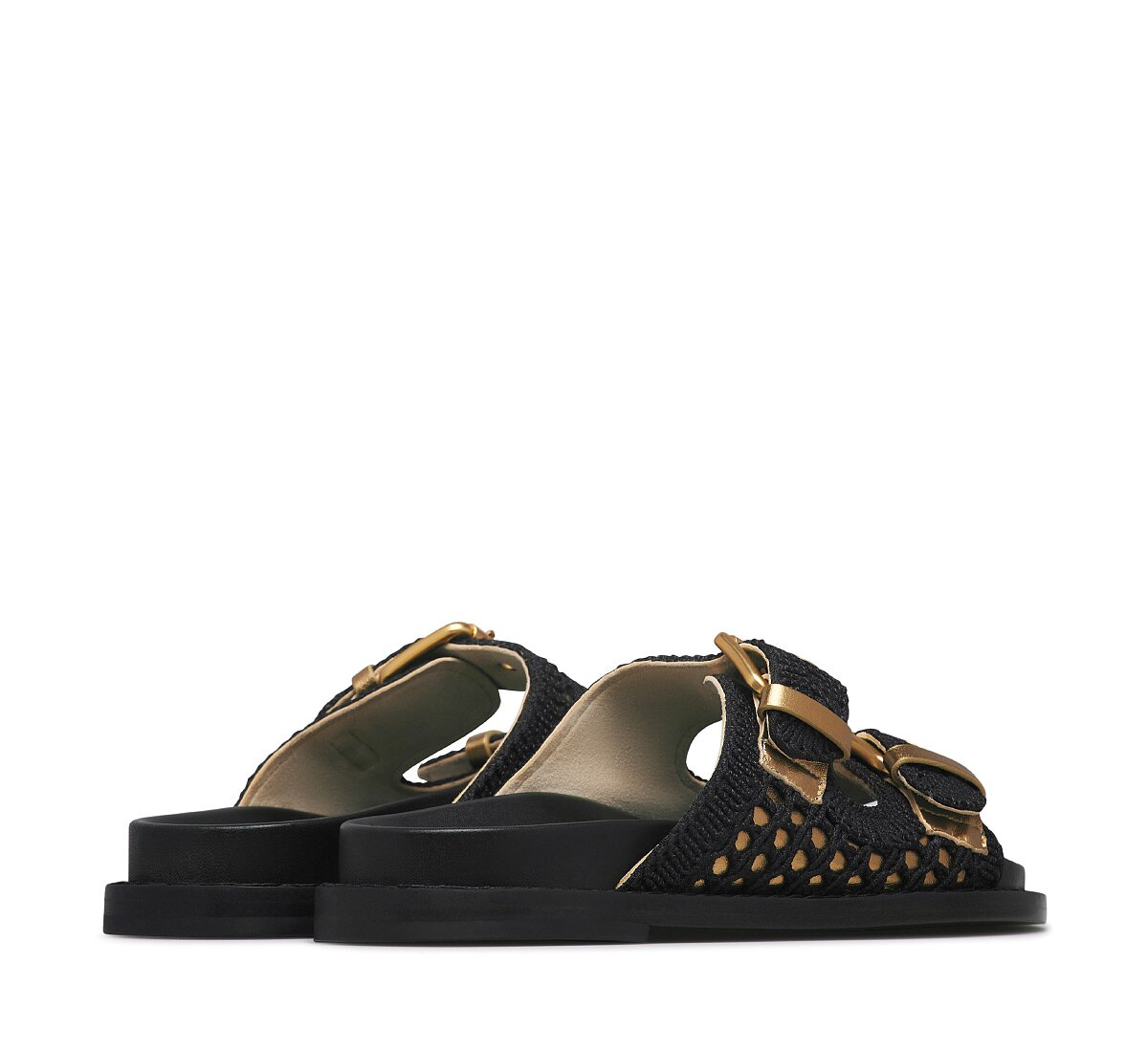 Nappa leather and crochet sandal