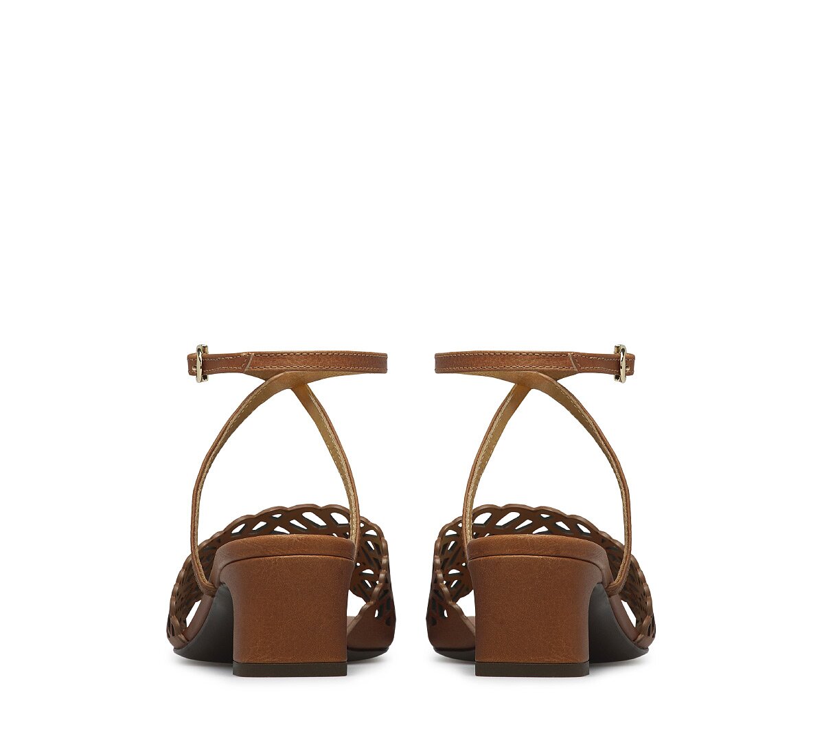 Sandal in perforated calfskin