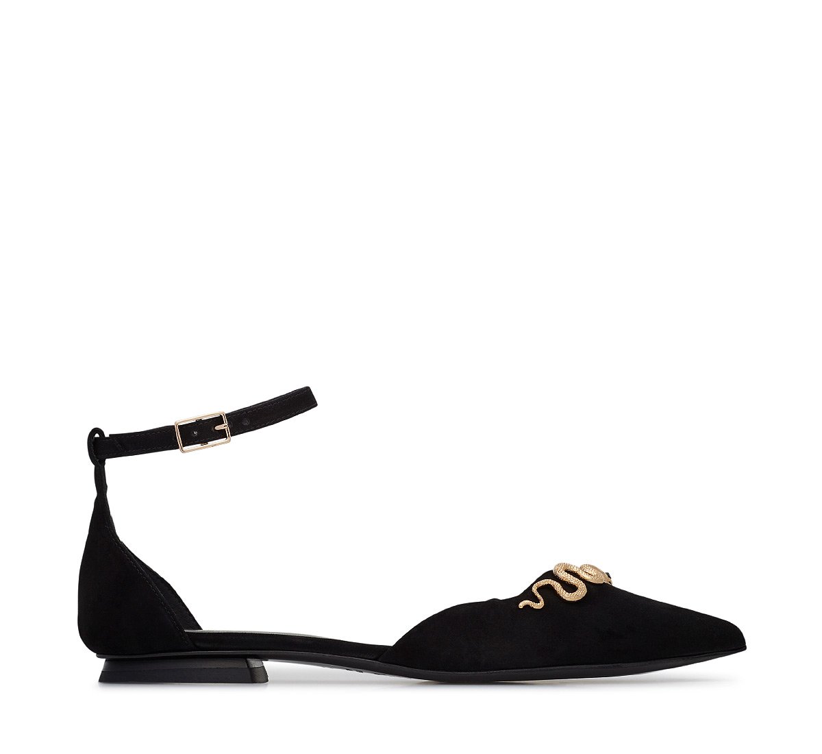 Snake suede ballet flat