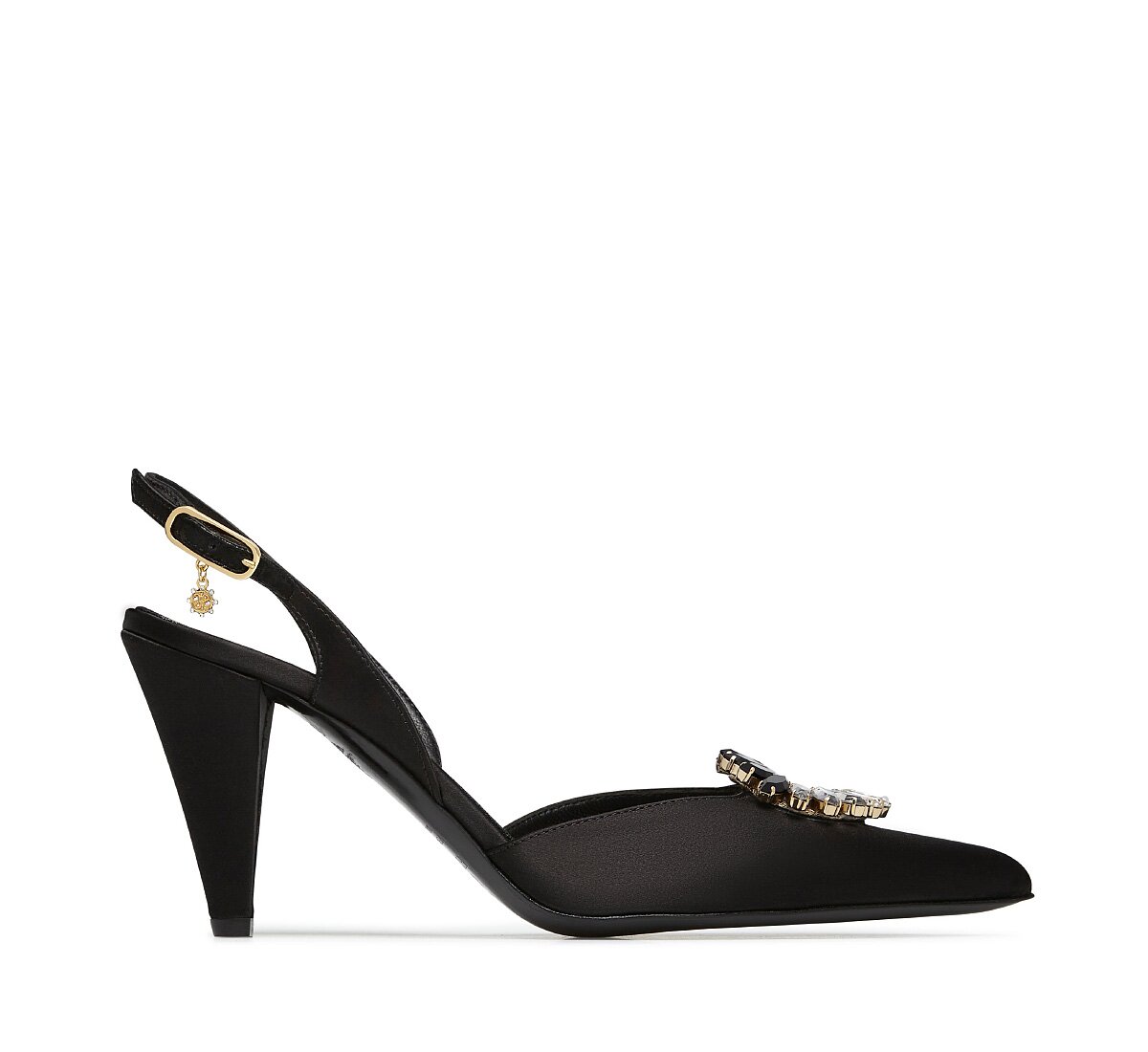 Slingback in raso con accessorio gioiello