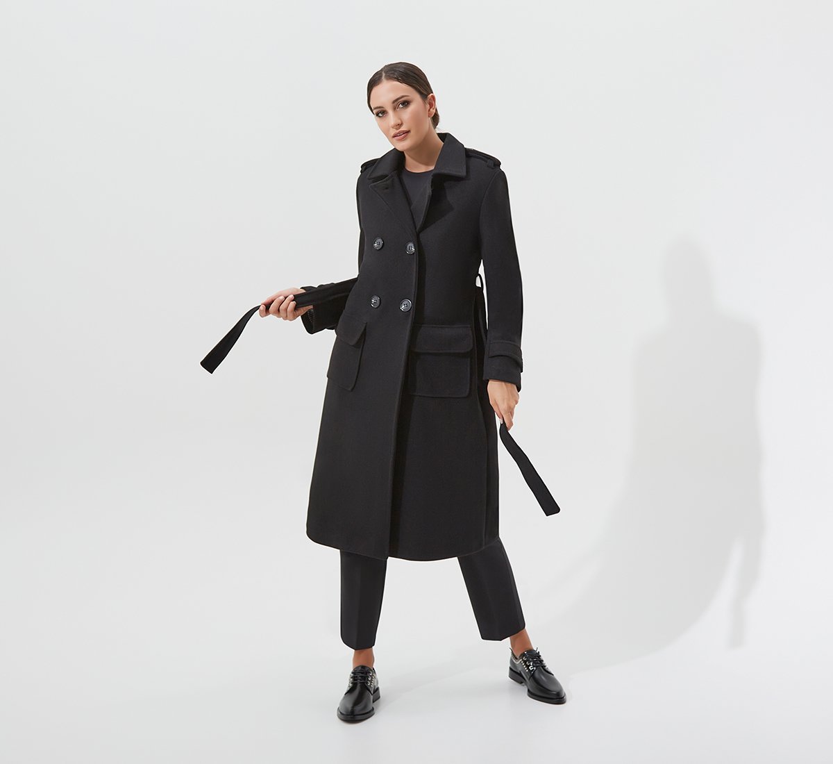 Fabi double-breasted coat with a belt