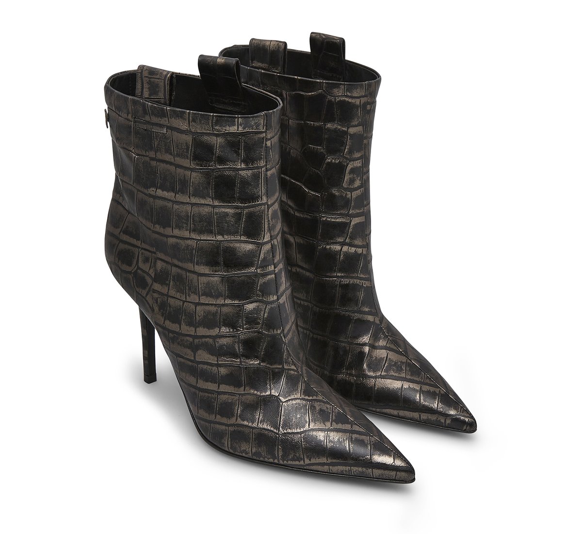 Ankle boot in crocodile print with heel