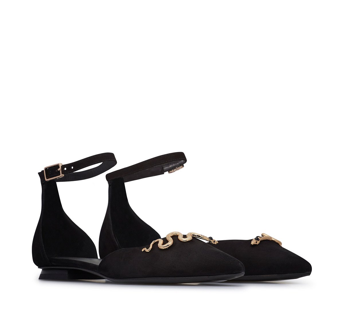 Snake suede ballet flat