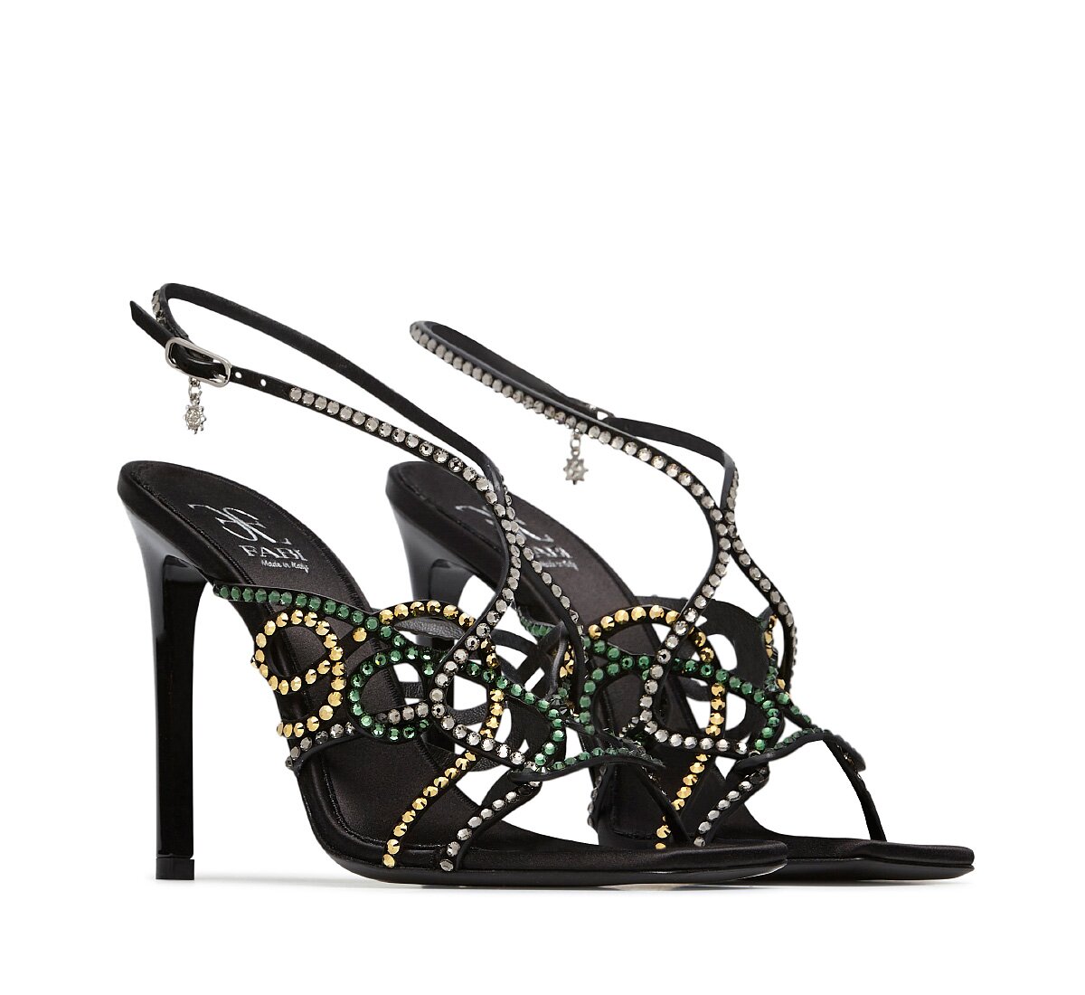 Fabi suede sandal with crystals