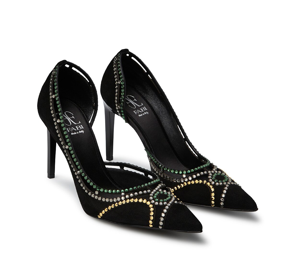 Fabi pump with rhinestones