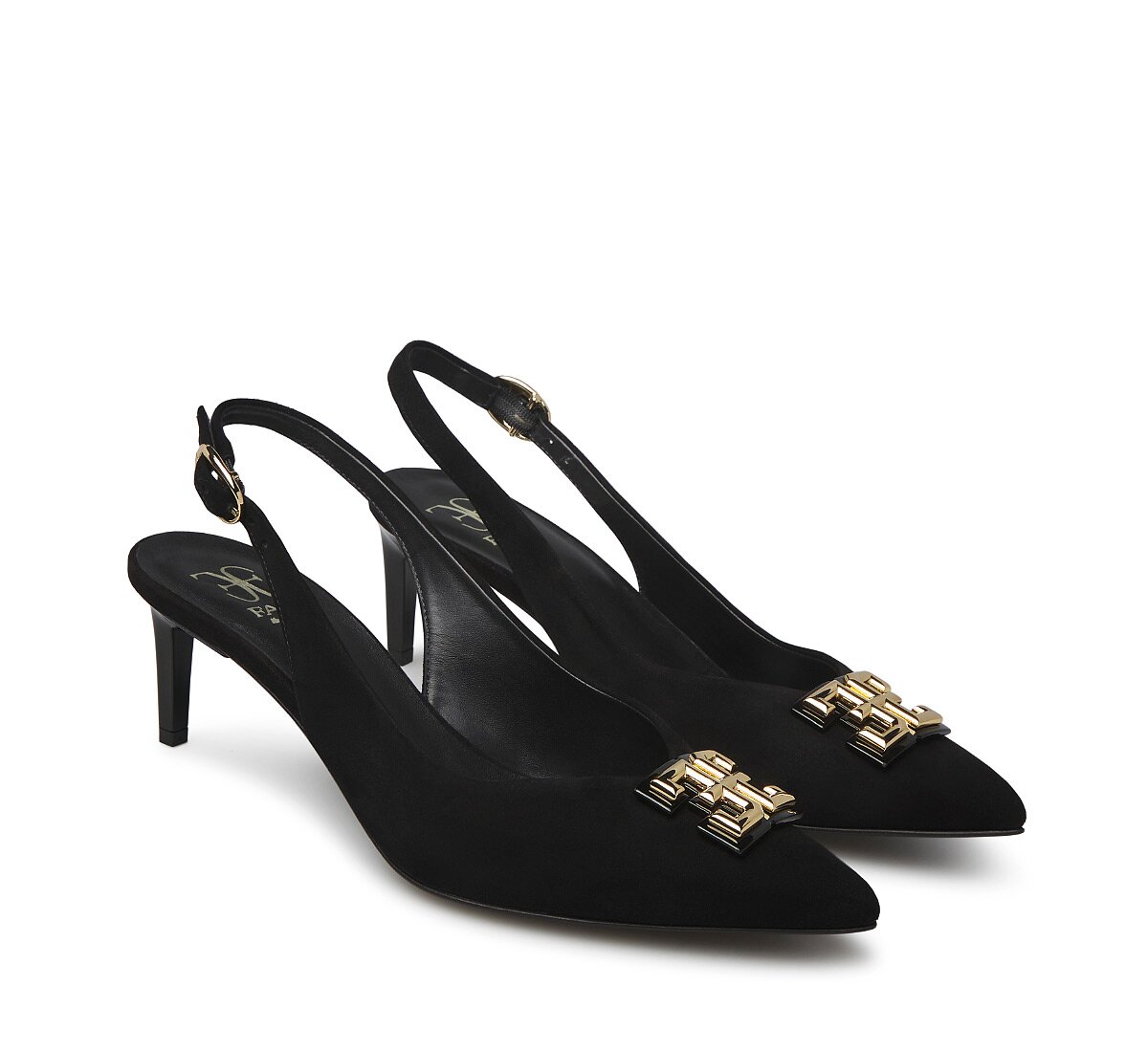 Sling-back in camoscio