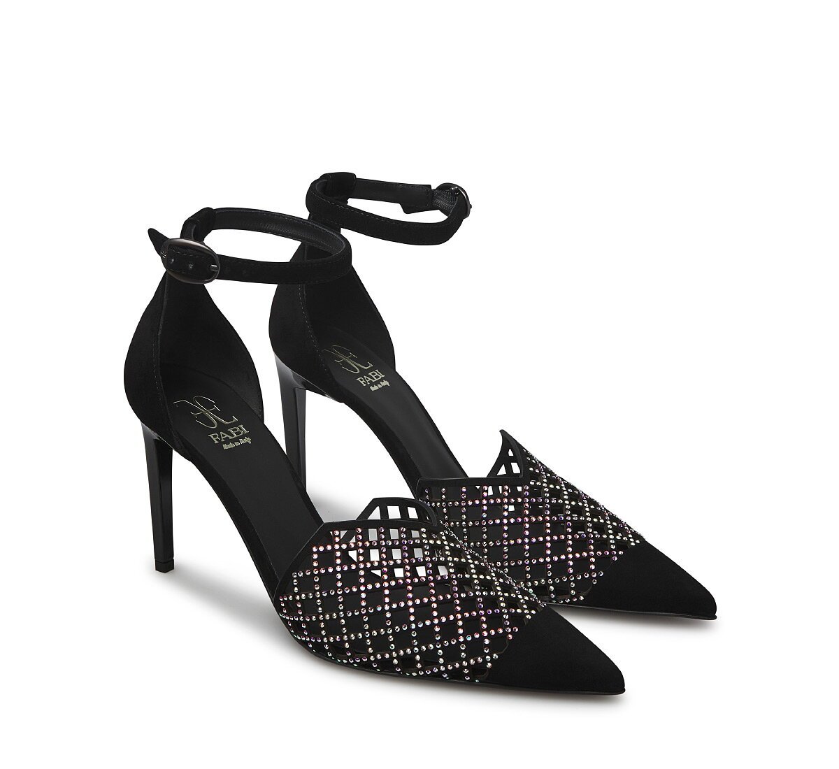 Fabi suede pumps with crystals