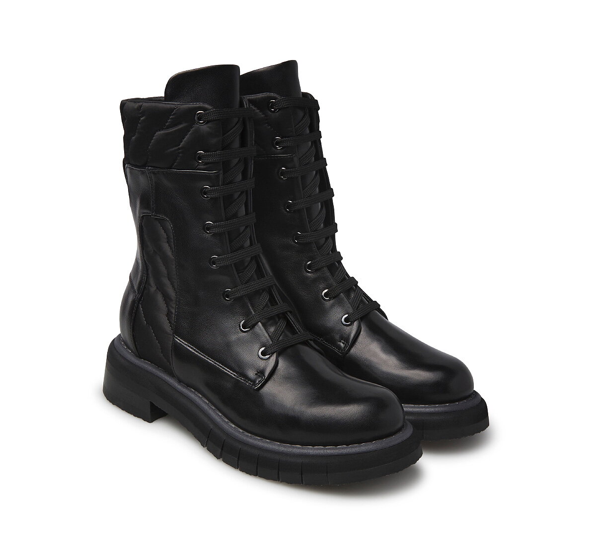 Fabi Nappa Leather Ankle Boots with Quilted Inserts